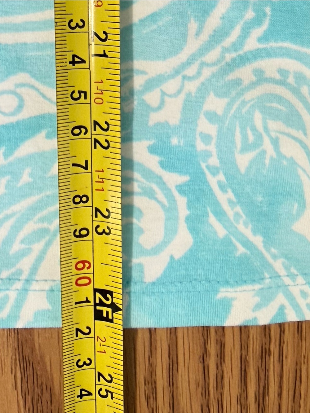 NWOT Chaps Lt Blue & White Floral Design - Short Sleeve Stretchy Tee, Scoop Neck - Picture 3 of 8